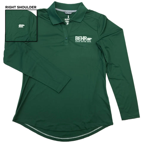 Work Wear Ladies Polo Long Sleeve Forest Green