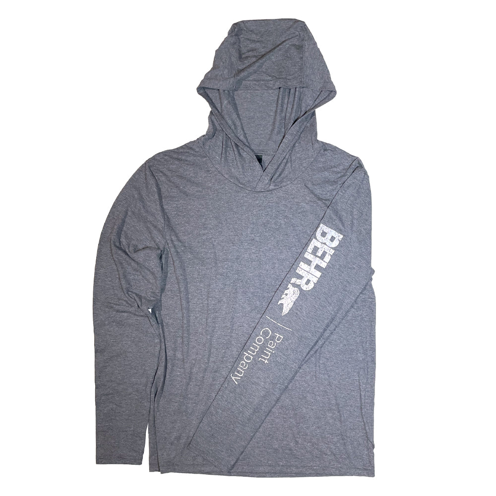 T-Shirt Mens Hooded Long Sleeve Grey Frost