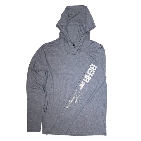 T-Shirt Mens Hooded Long Sleeve Grey Frost