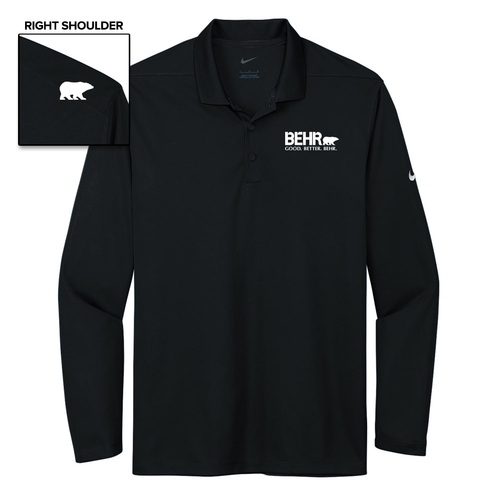 Work Wear Mens Long Sleeve Black Nike Polo