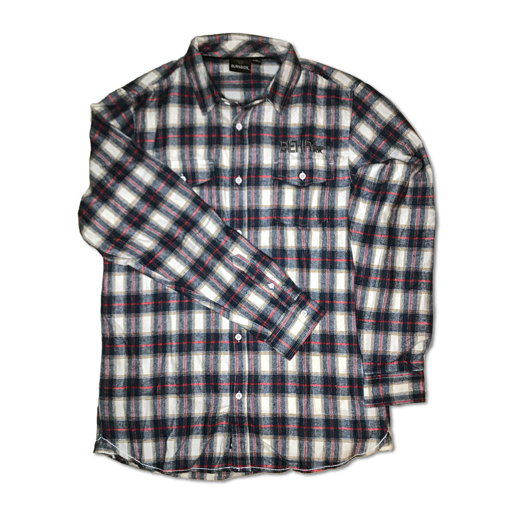 Button Up Shirt Mens Flannel White/Red/Black